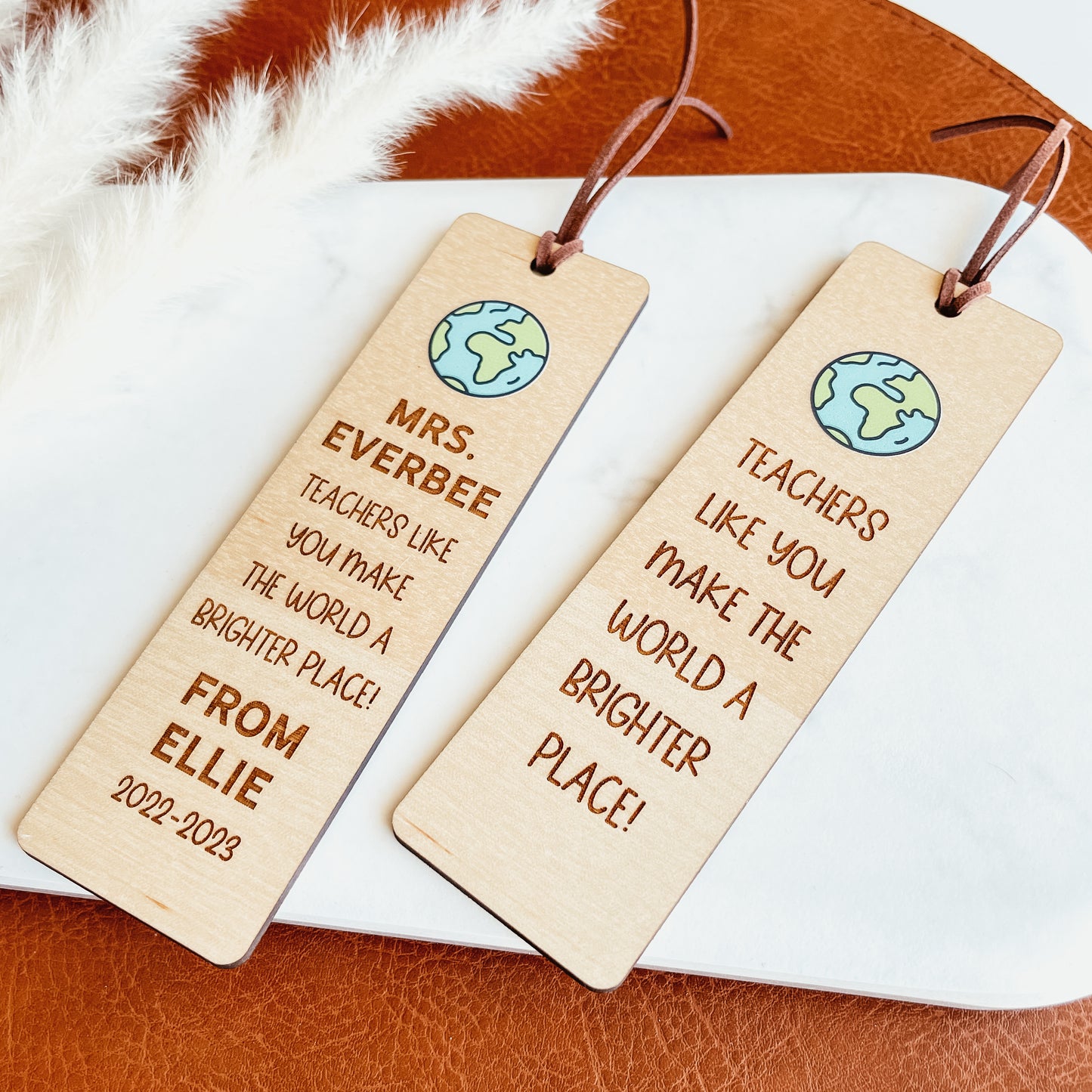 Custom Teacher Bookmark - World A Brighter Place