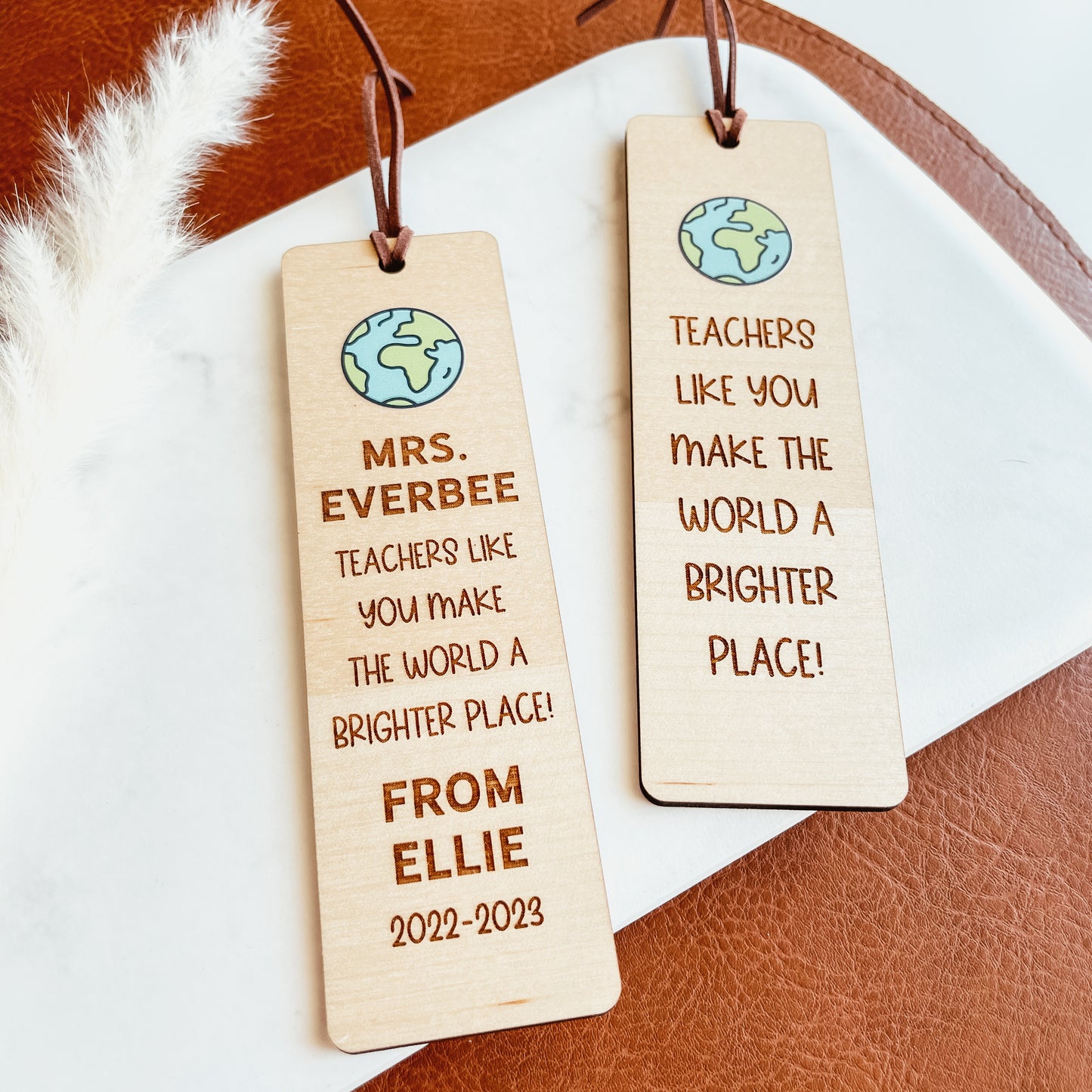 Custom Teacher Bookmark - World A Brighter Place