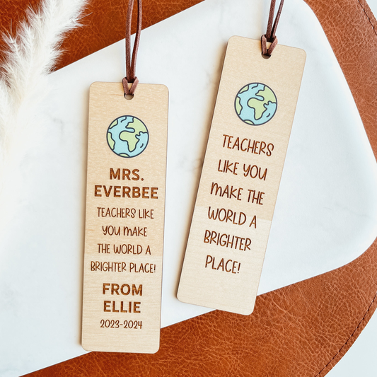 Custom Teacher Bookmark - World A Brighter Place