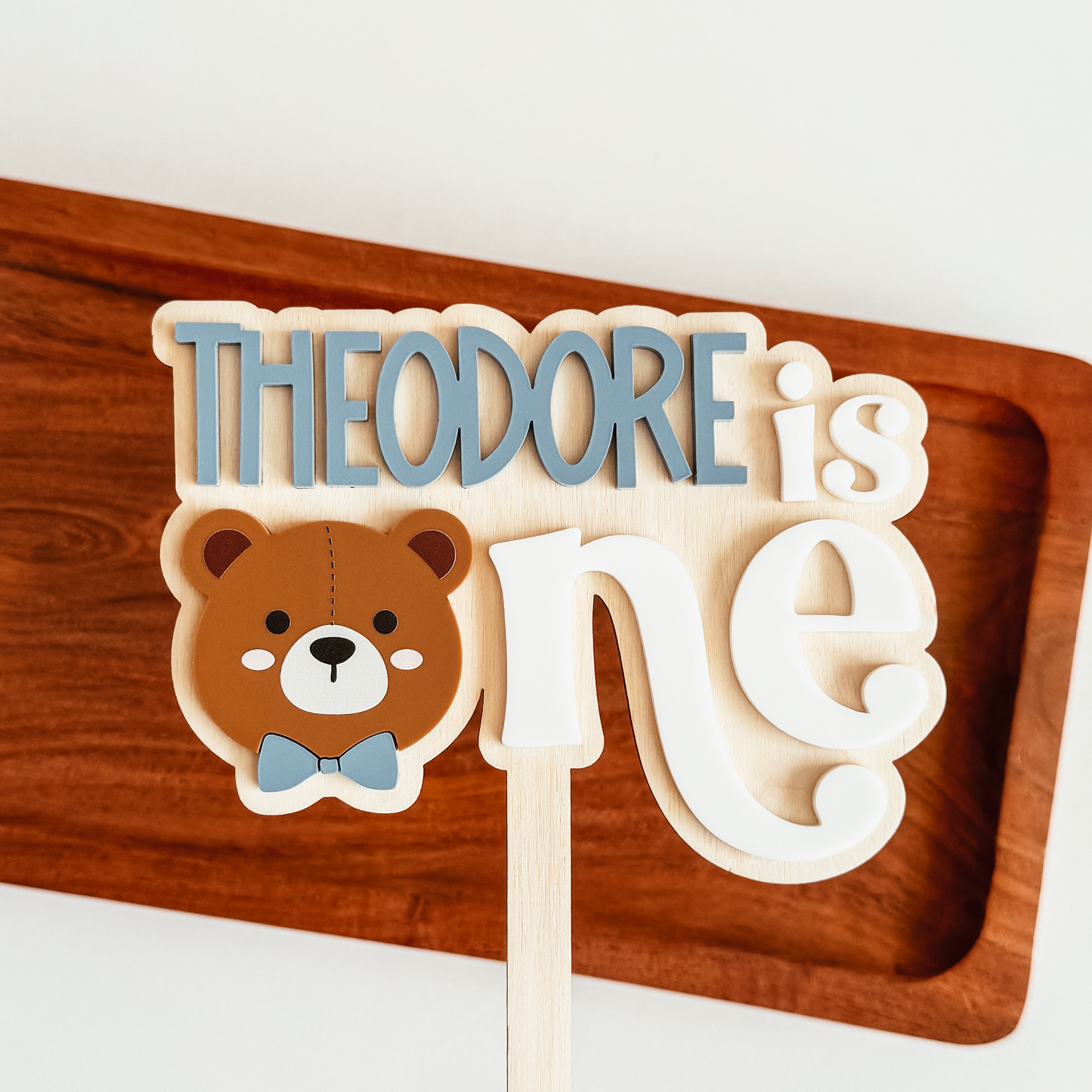 Custom One Teddy Bear Cake Topper