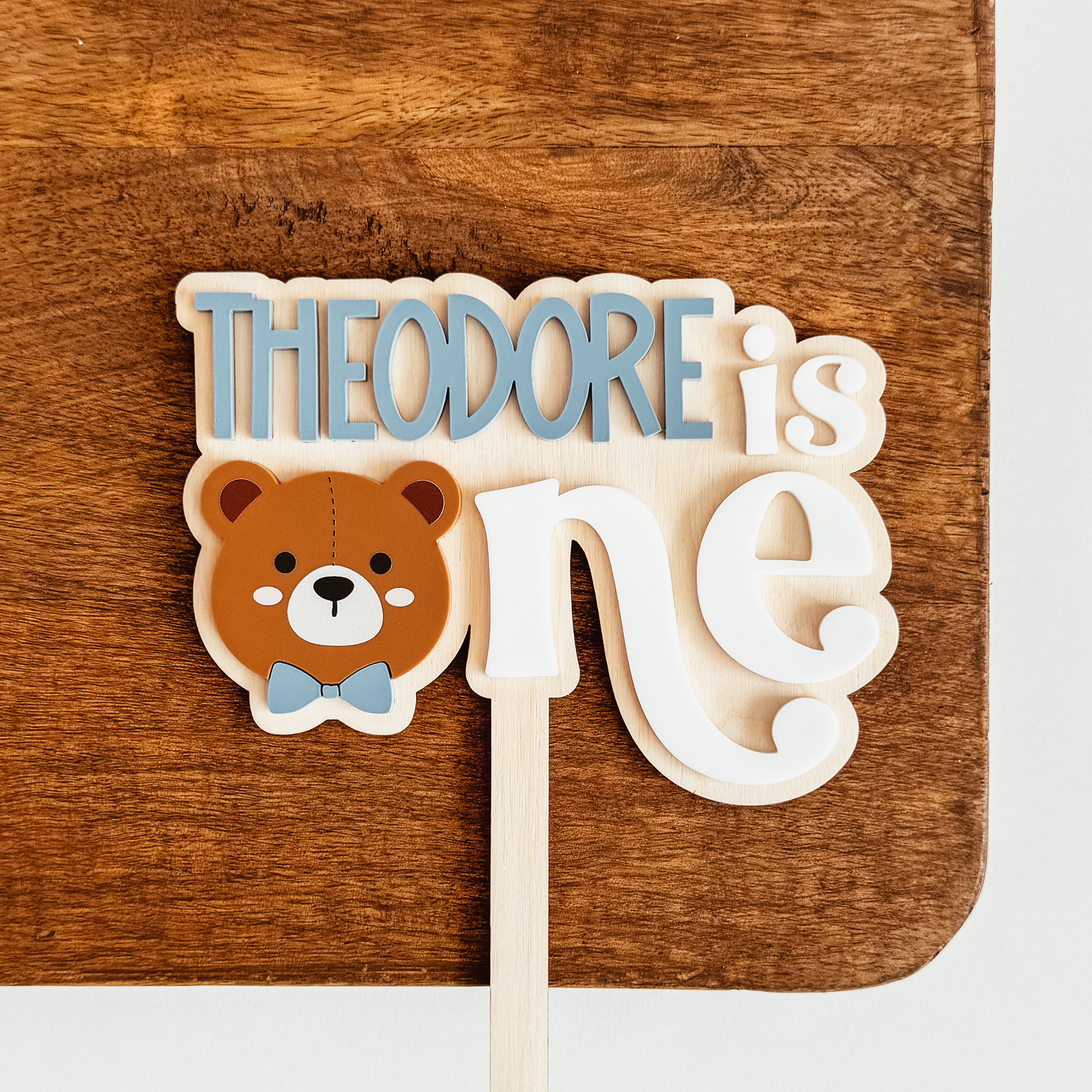 Custom One Teddy Bear Cake Topper