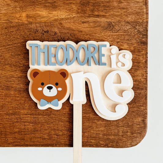 Custom One Teddy Bear Cake Topper