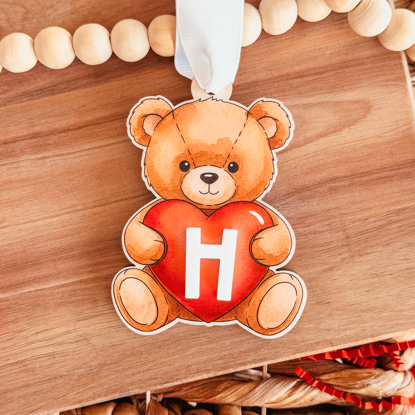 Teddy Bear Valentine's Day Basket Tag or Bag Tag