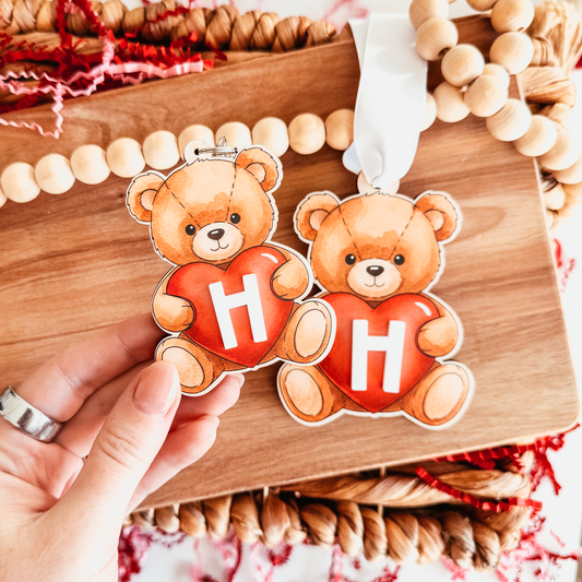 Teddy Bear Valentine's Day Basket Tag or Bag Tag