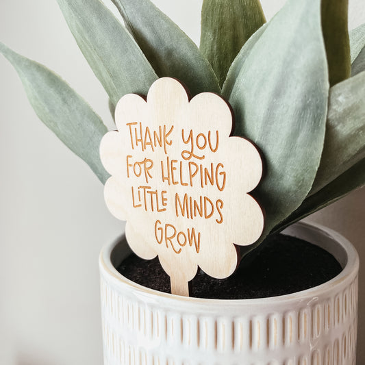 Thank You For Helping Little Minds Grow Wooden Plant Stake