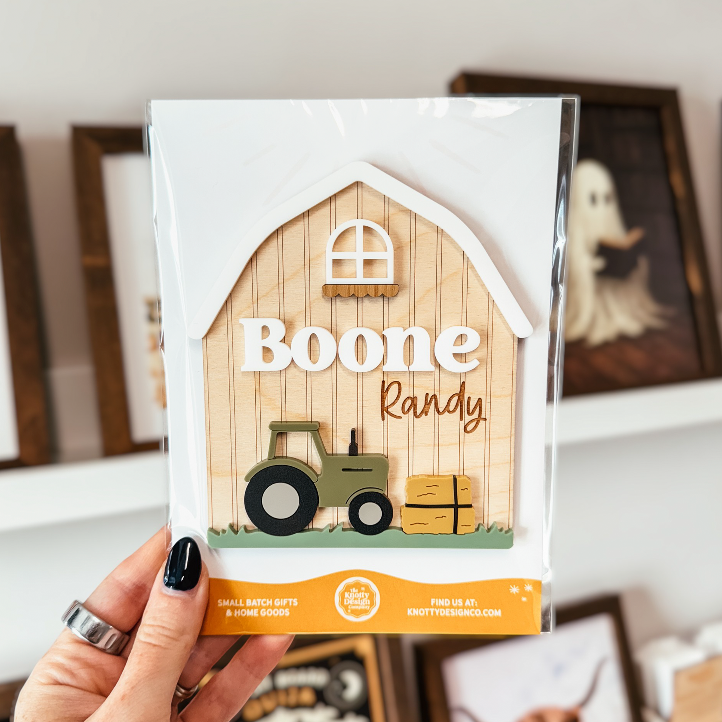 Barn and Tractor Baby Name Announcement Sign