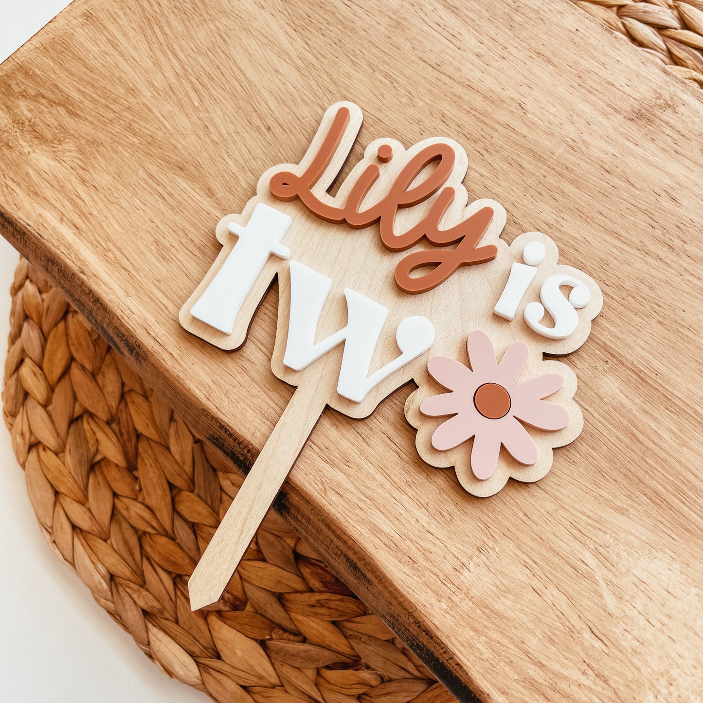 Custom Two Daisy Cake Topper