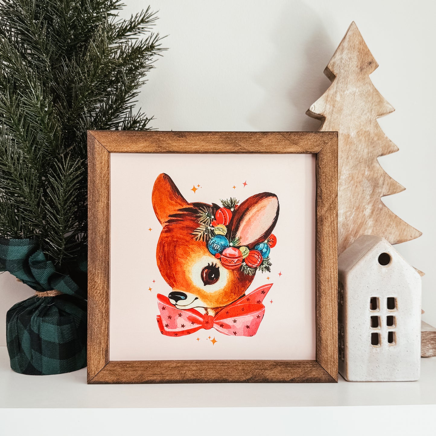 Vintage Reindeer Christmas Sign