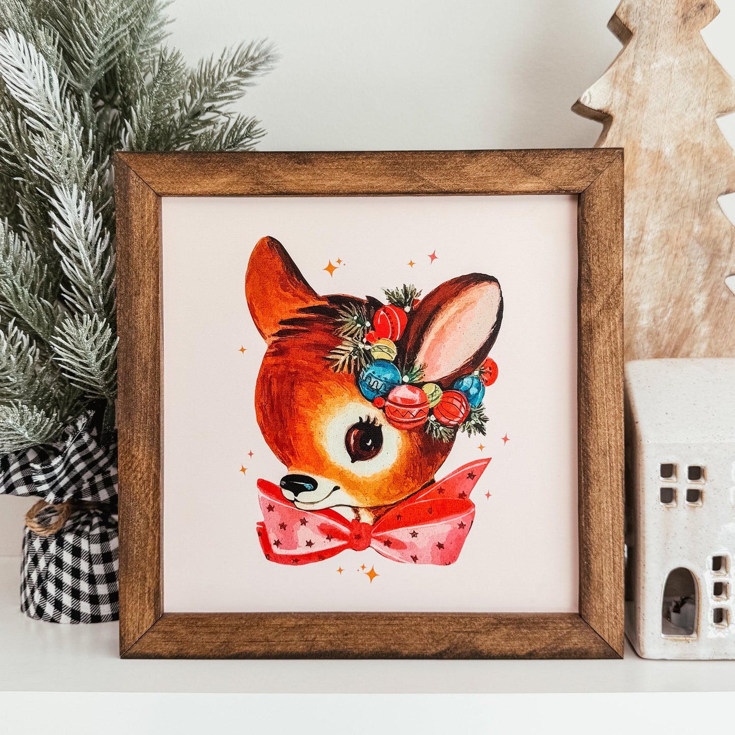 Vintage Reindeer Christmas Sign