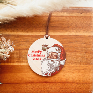 Vintage Santa 2023 Christmas Ornament (Wood)