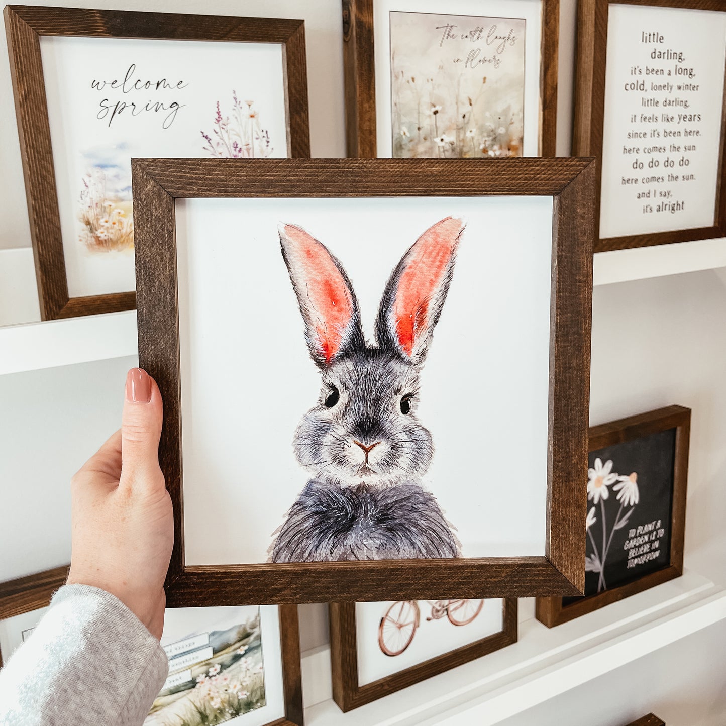 Watercolour Bunny Framed Sign