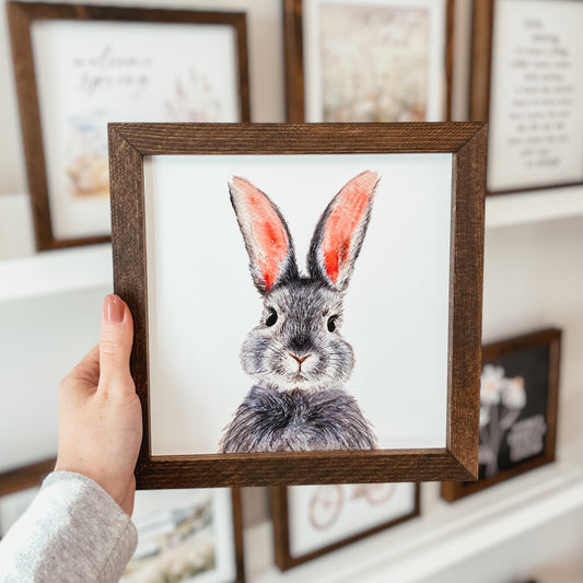 Watercolour Bunny Framed Sign