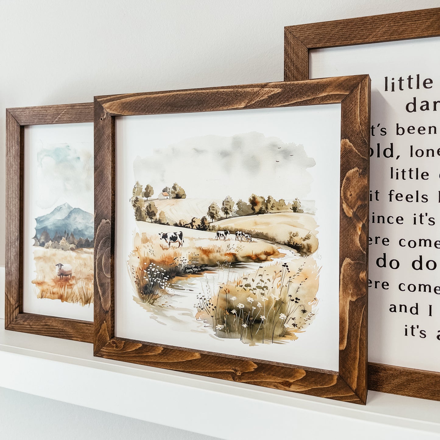 Watercolour Farm Print Framed Signs (Multiple Styles)