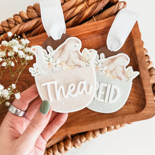 Watercolour Easter Friends Basket Tag