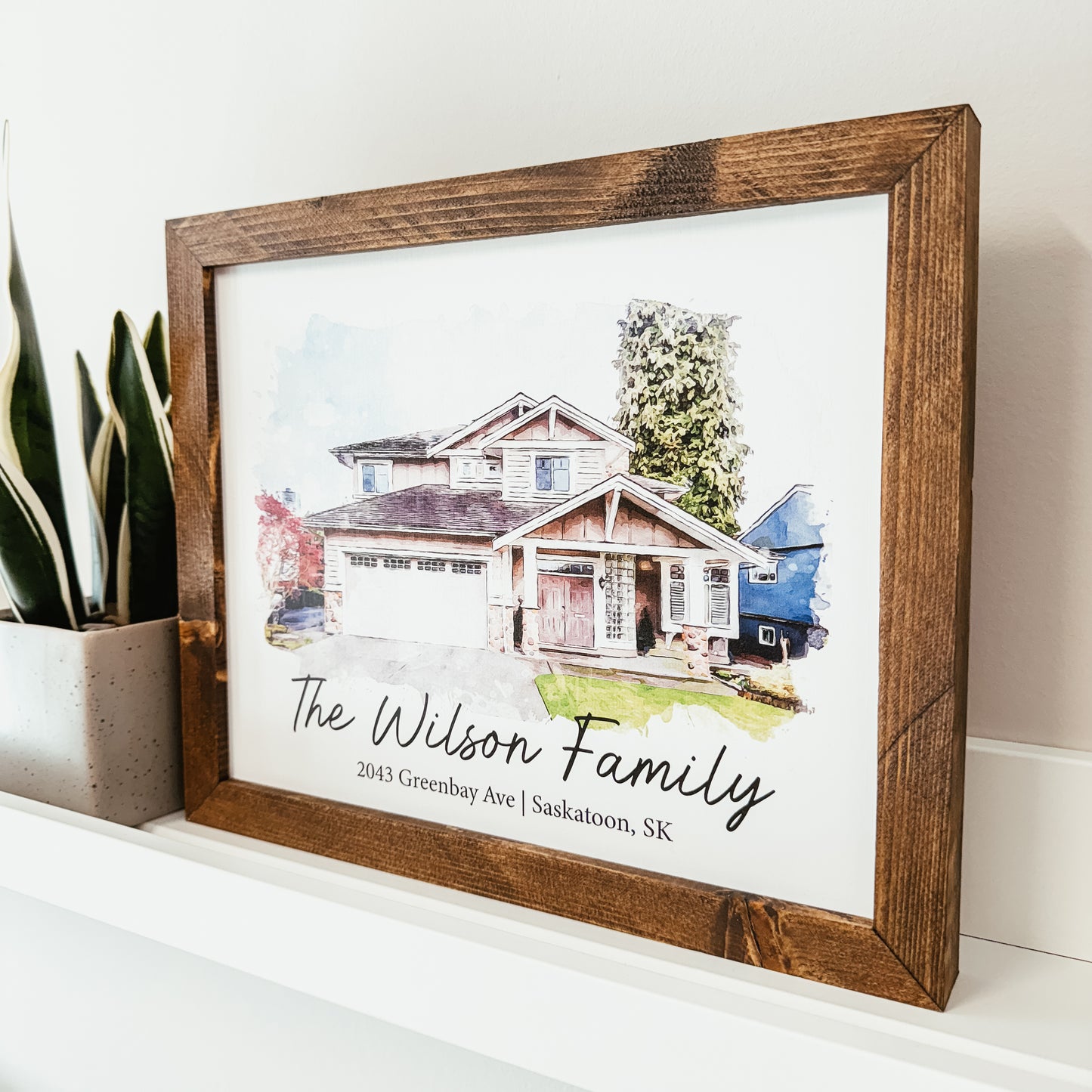 Watercolour Home Portrait Framed Sign