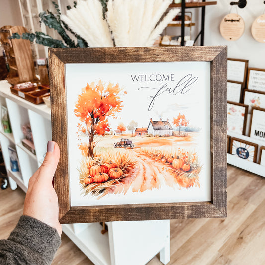 Welcome Fall Framed Sign