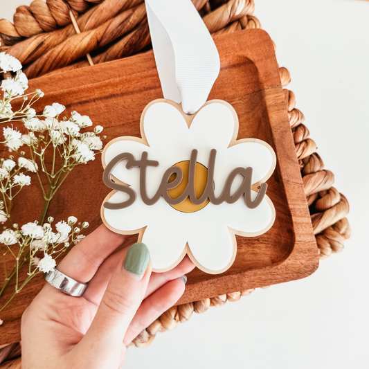 White Daisy Easter Basket Tag