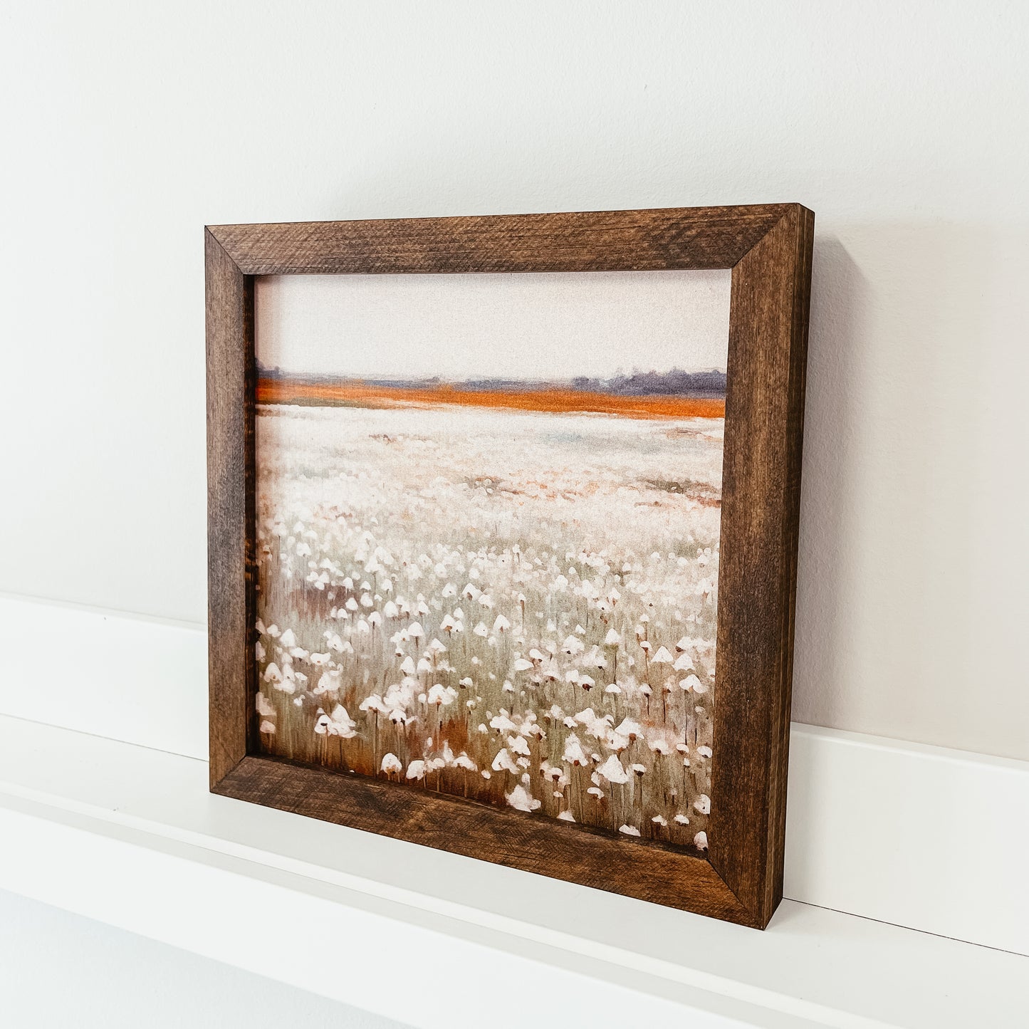 White Flower Field Framed Sign