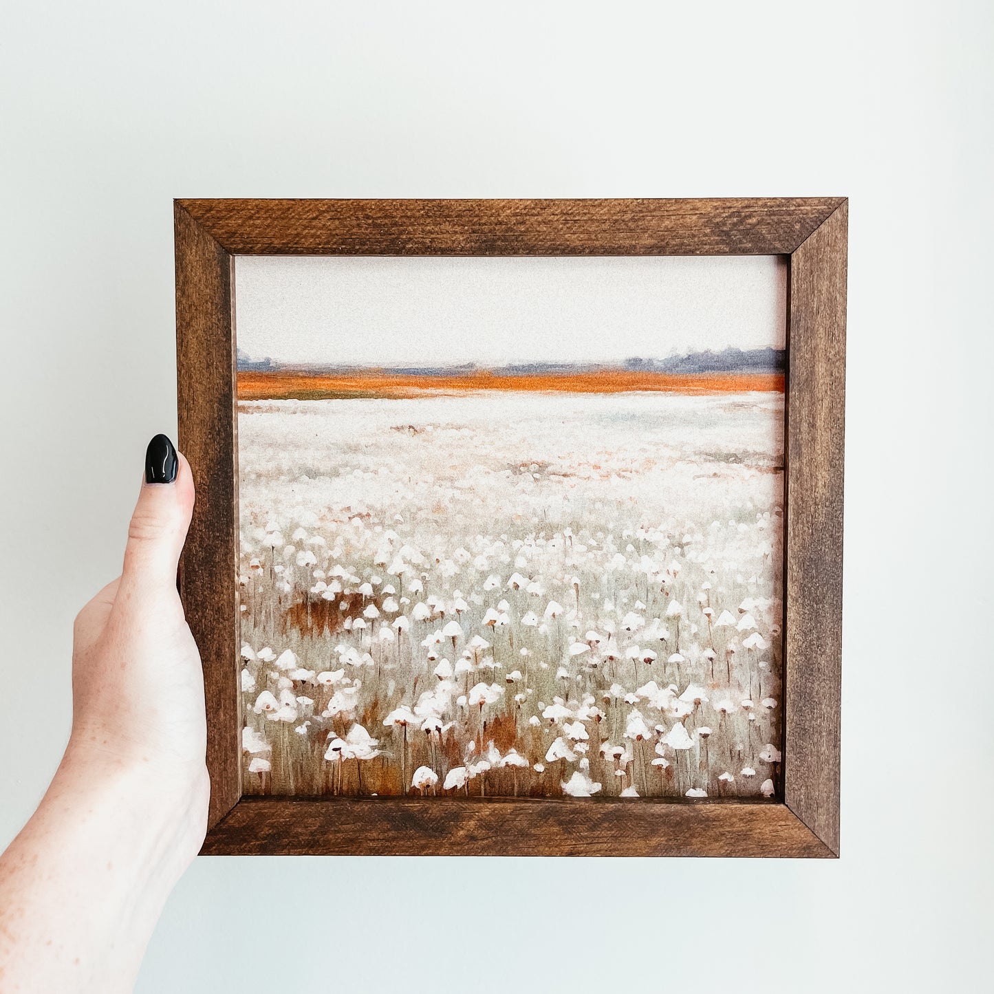 White Flower Field Framed Sign