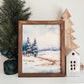 Winter Watercolour Scene Framed Sign