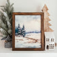 Winter Watercolour Scene Framed Sign