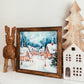 Watercolour Christmas Village 1 Framed Sign