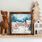 Watercolour Christmas Village 1 Framed Sign