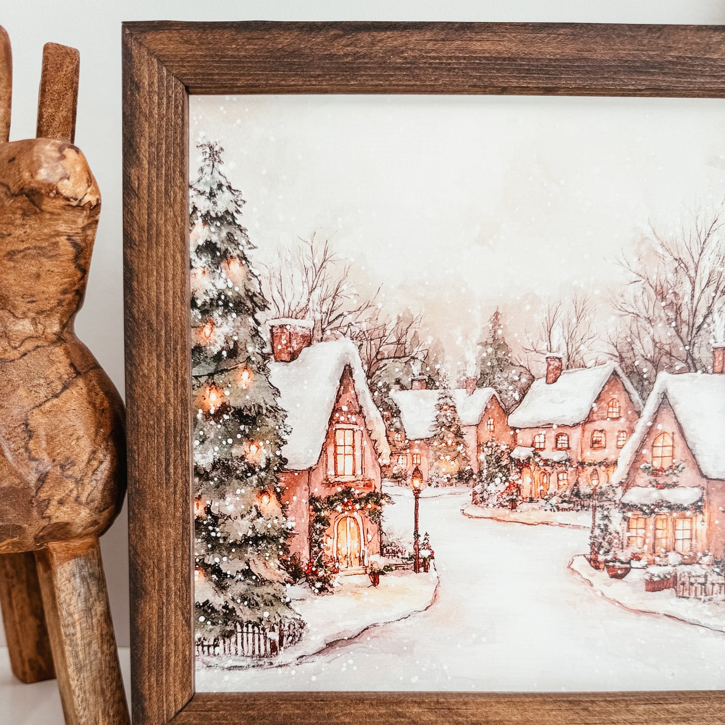 Watercolour Christmas Village 2 Framed Sign