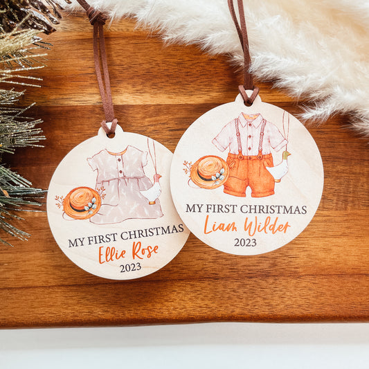 Baby's First Christmas Ornament | Boho Baby Girl or Baby Boy Outfit