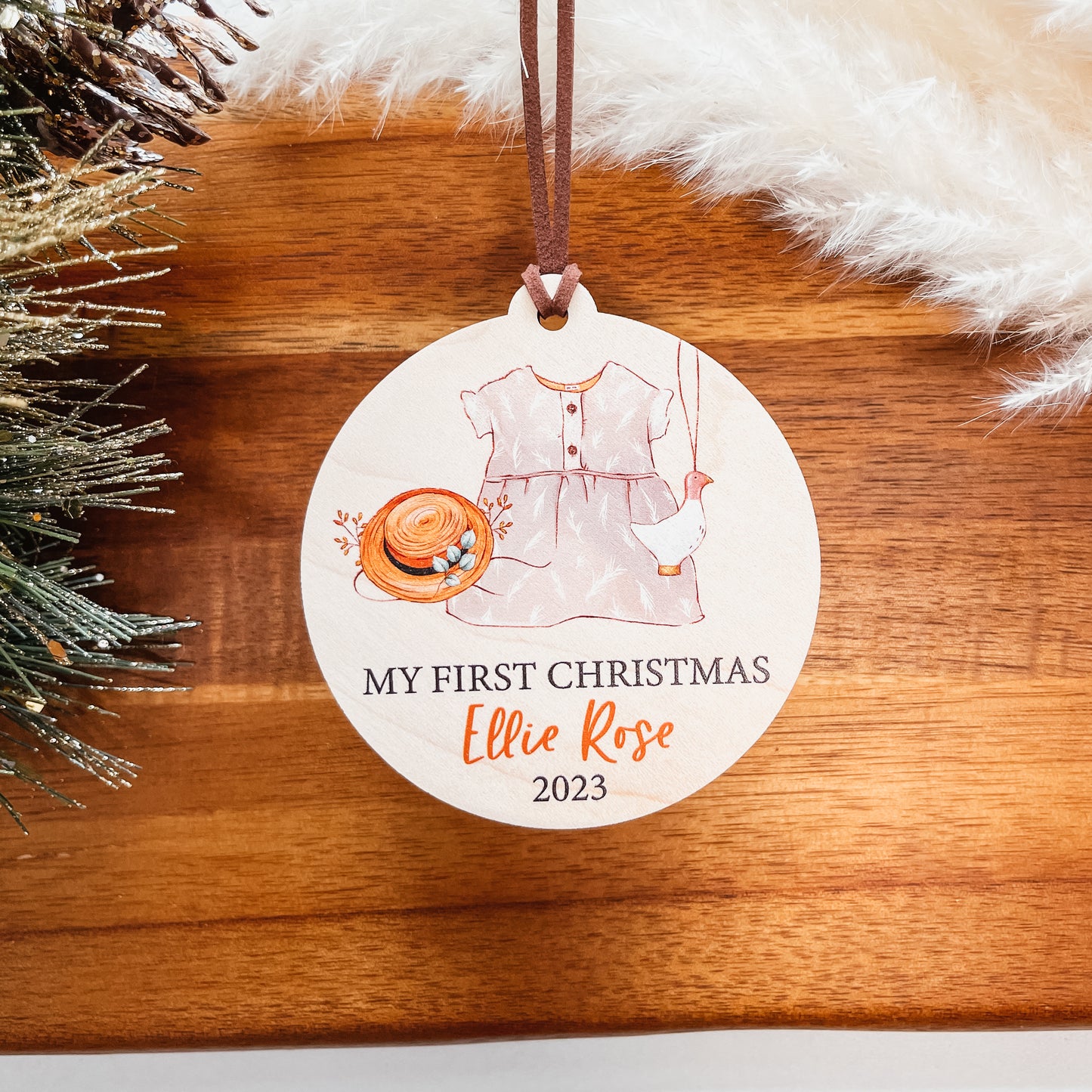 Baby's First Christmas Ornament | Boho Baby Girl or Baby Boy Outfit