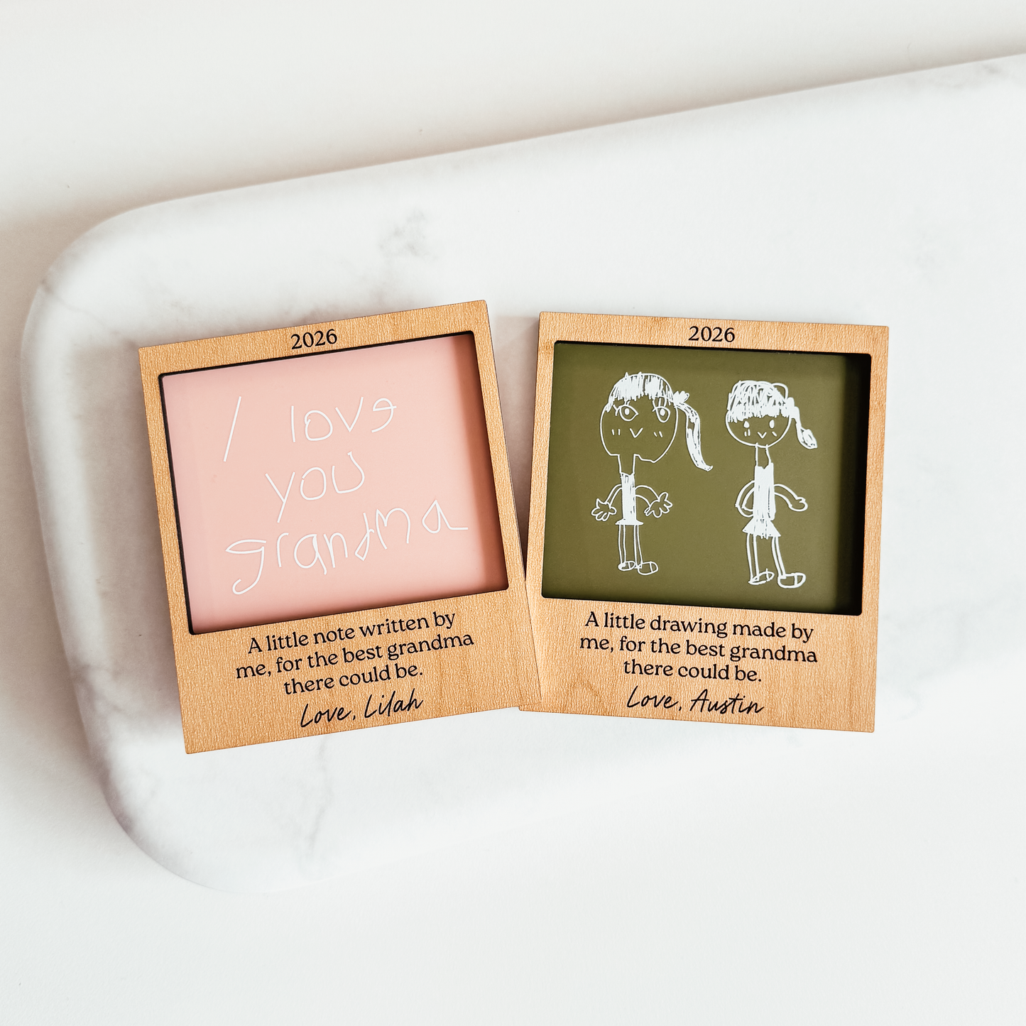 Kid's Artwork or Handwriting Wood and Acrylic Magnet