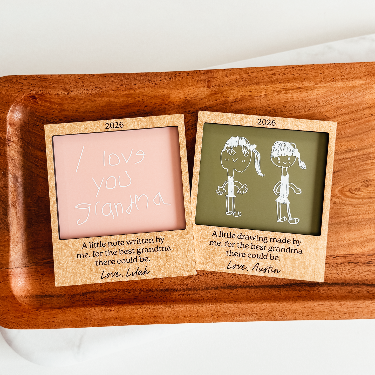 Kid's Artwork or Handwriting Wood and Acrylic Magnet