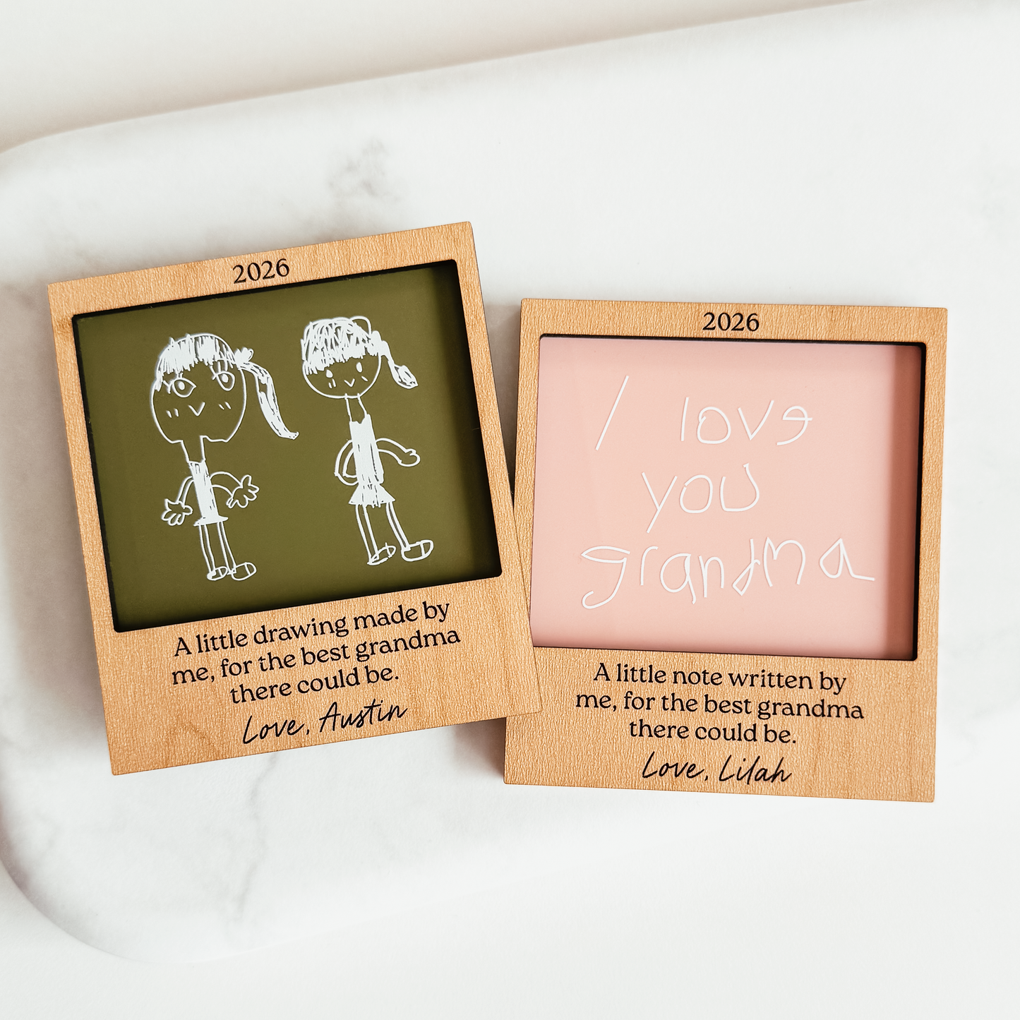 Kid's Artwork or Handwriting Wood and Acrylic Magnet