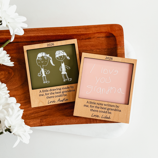 Kid's Artwork or Handwriting Wood and Acrylic Magnet