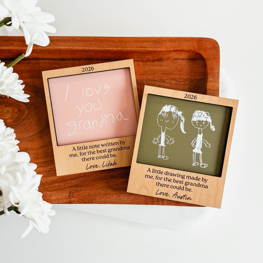 Kid's Artwork or Handwriting Wood and Acrylic Magnet