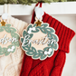 Greenery Wreath Christmas Ornament or Stocking Name Tag