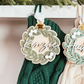 Greenery Wreath Christmas Ornament or Stocking Name Tag