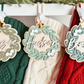 Greenery Wreath Christmas Ornament or Stocking Name Tag