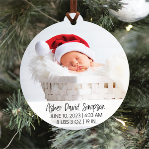 Birth Statistics Photo Ornament V2