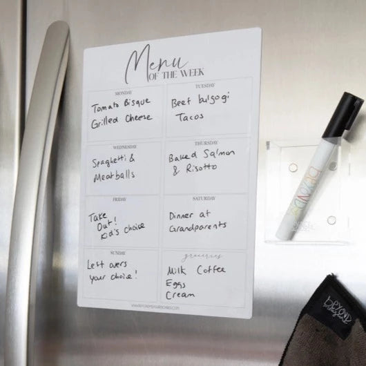 Magnetic Menu Planner Dry Erase Board