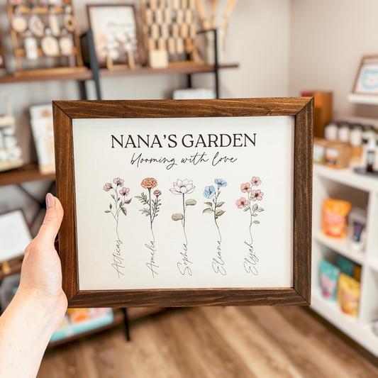 Mom's/Grandma's/Custom Family Birth Flower Framed Sign