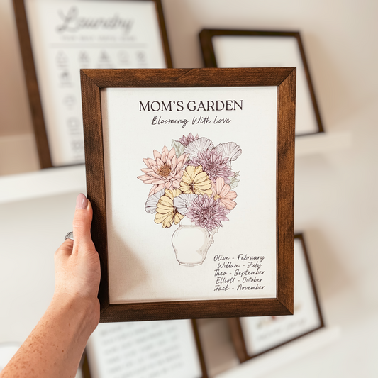 Mom's/Grandma's/Custom Family Birth Flower Framed Sign
