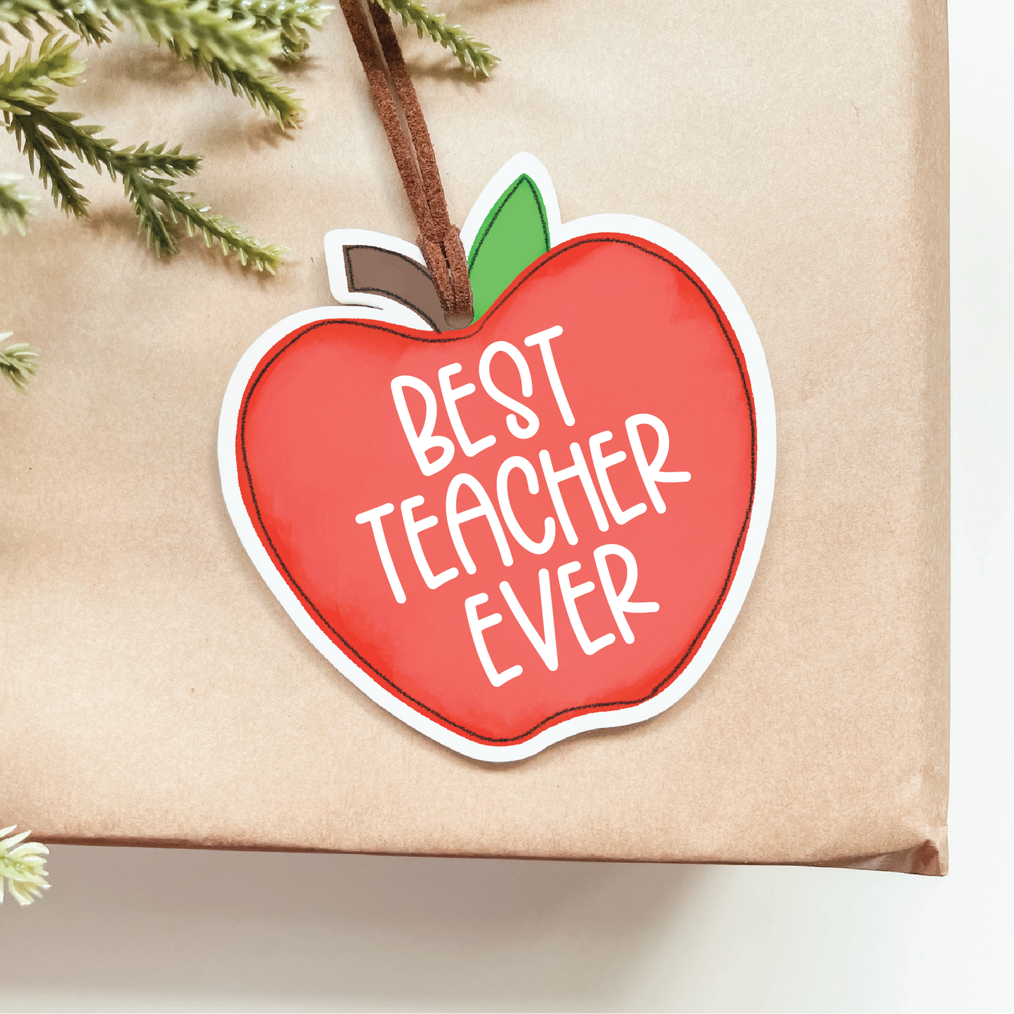 Best Teacher Ever Apple Christmas Ornament