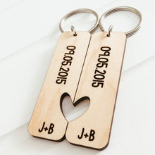 Load image into Gallery viewer, Set of Two Dates and Initials Keychains