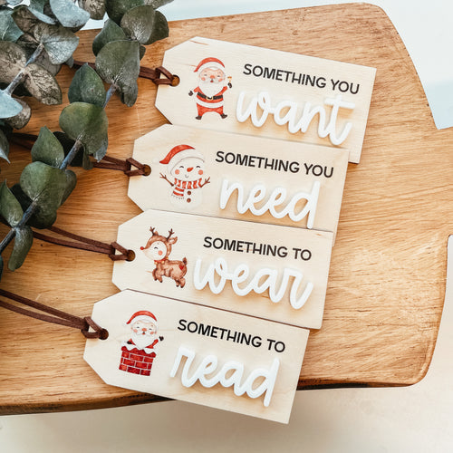 Mindful Gifting Tags | Want, Need, Wear, Read Tags | 3D Cute Christmas