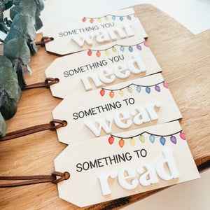 Mindful Gifting Tags | Want, Need, Wear, Read Tags | 3D Lights