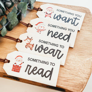Mindful Gifting Tags | Want, Need, Wear, Read Tags | Printed Cute Christmas