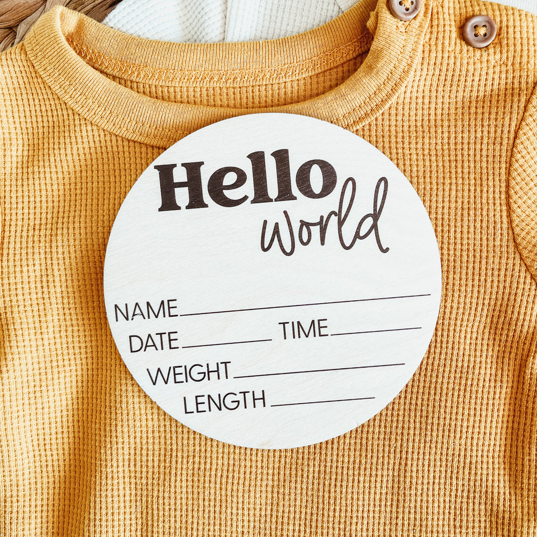 Baby Birth Announcement Sign - Minimalist Hello World