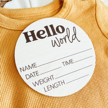 Load image into Gallery viewer, Baby Birth Announcement Sign - Minimalist Hello World