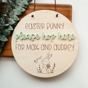 Personalized Easter Bunny Please Hop Here Mini Round